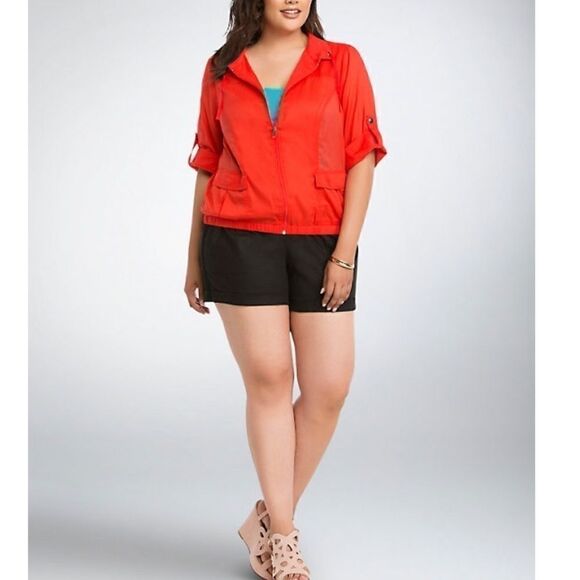 Torrid Cropped Anorak Jacket in Sunset Red Size 1X - Picture 12 of 13